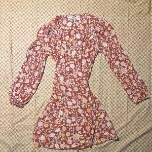 Billabong Rust Floral Long Sleeve Dress